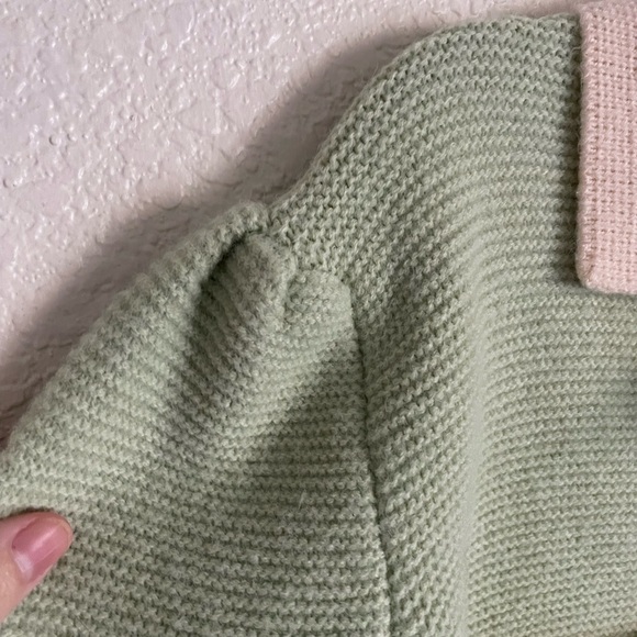 See And Be Seen Pearl Button Contrast Cardigan Sweater S Mint Green Cream - Picture 4 of 10